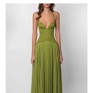 Strapless Olive Green Maxi Dress